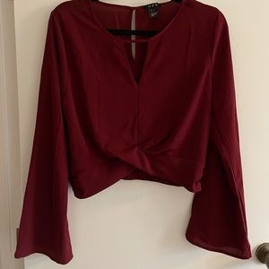 Cropped Blouse with Flared Sleeves